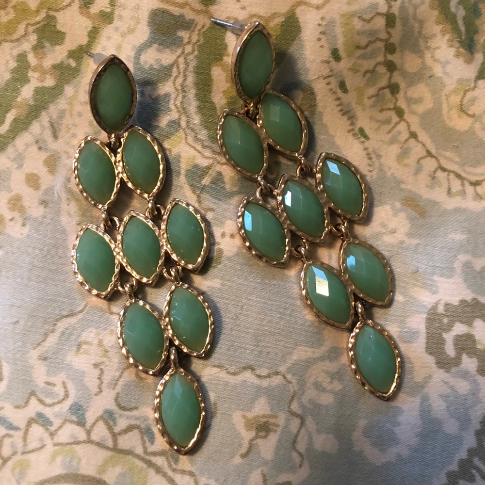 Teal dangle earrings
